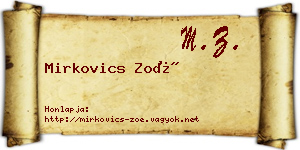 Mirkovics Zoé névjegykártya